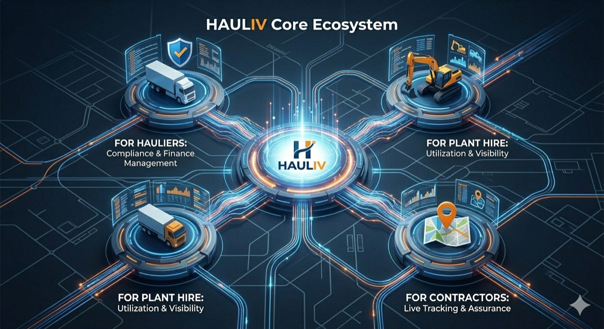 HAULIV app showing live tracking map and delivery confirmation